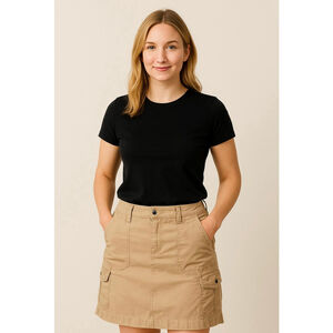 Women's L.L.Bean Cargo Mini Skirt Sz 6 Beige Utility Safari Preppy Neutral Tones